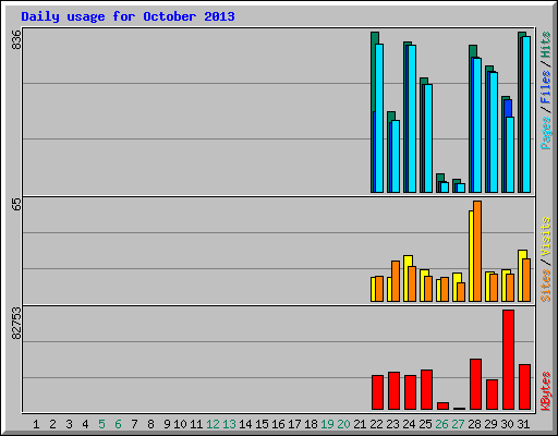 Daily usage for October 2013