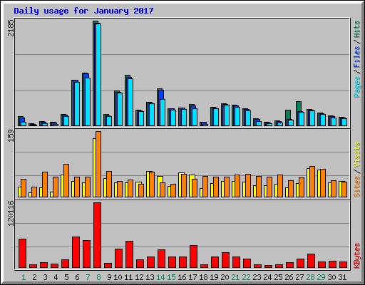 Daily usage for January 2017