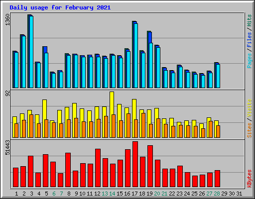 Daily usage for February 2021