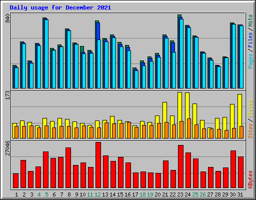 Daily usage for December 2021