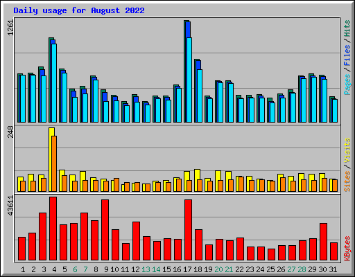 Daily usage for August 2022