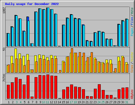 Daily usage for December 2022