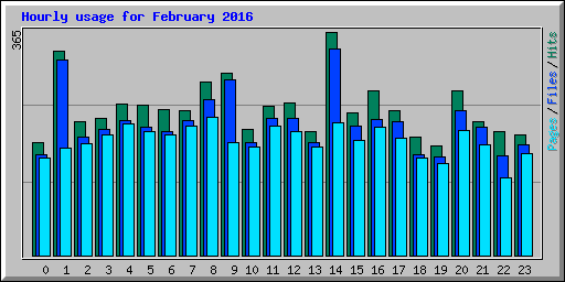 Hourly usage for February 2016
