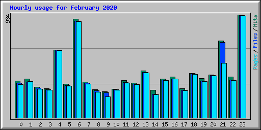 Hourly usage for February 2020